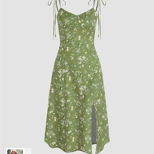 Cider Green Floral Midi Dress